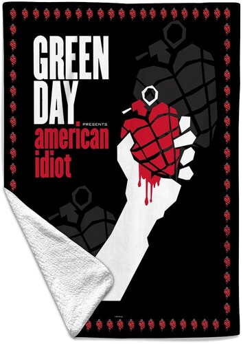Rocksax - Green Day - American Idiot Border - Sherpa Fleece Throw (50 in x 60 in)